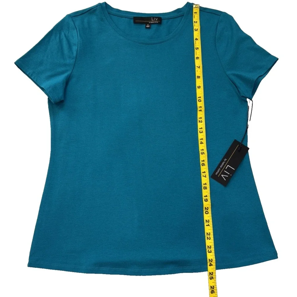 NEW Everyday T Shirt Jewel Women's Size‎ S Teal Short Sleeve Stretch Crew Neck